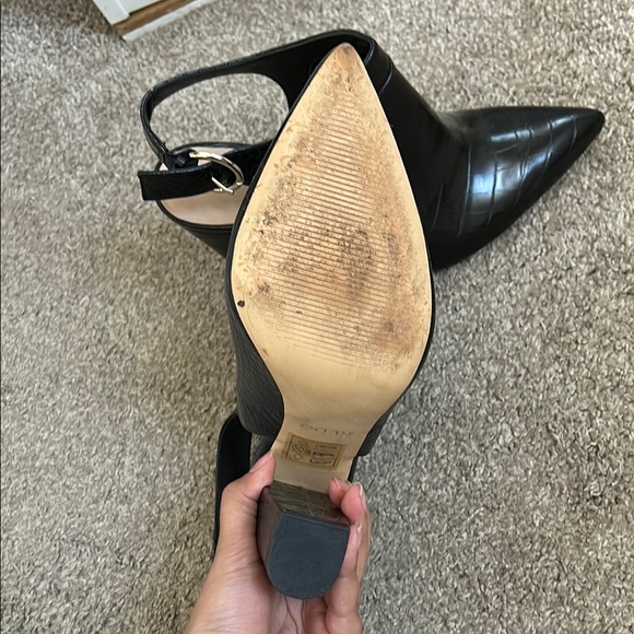 Aldo Black Croc-Embossed Women's Heeled Shoes - Picture 2 of 3